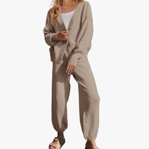 Women's Tan Knit Lounge Set
